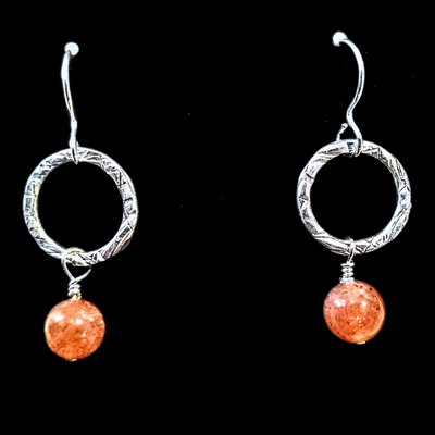 SA-045 Textured Ring w/Sunstone Earrings