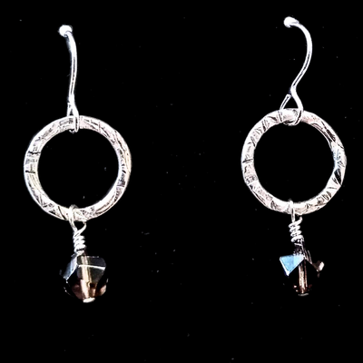 SA-046 Textured Ring w/Smoky Quartz Earrings