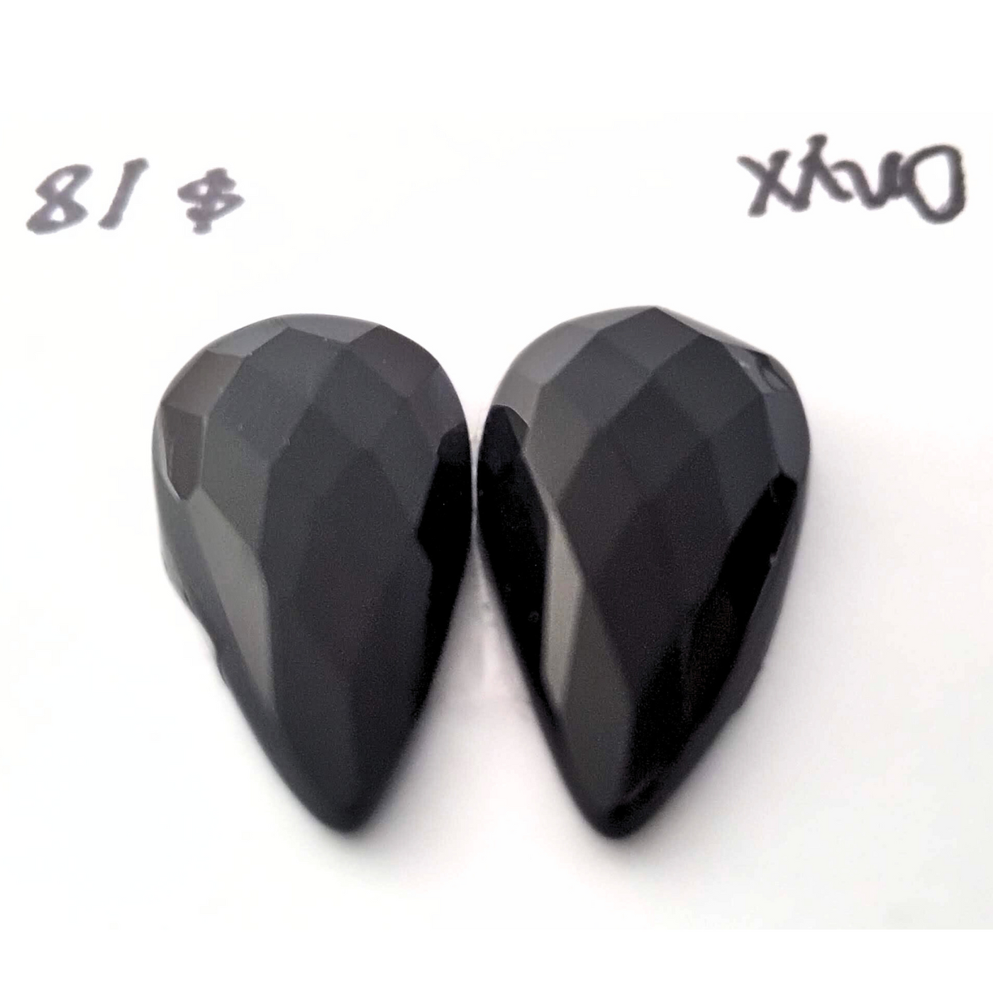 ONX-1000 Black Onyx Rose Cut Pair