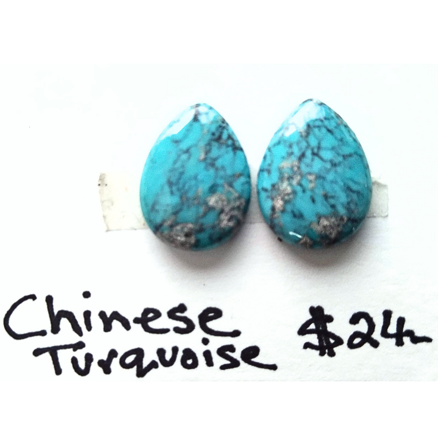 CTQ-1001 Chinese Turquoise Cabochon Pair