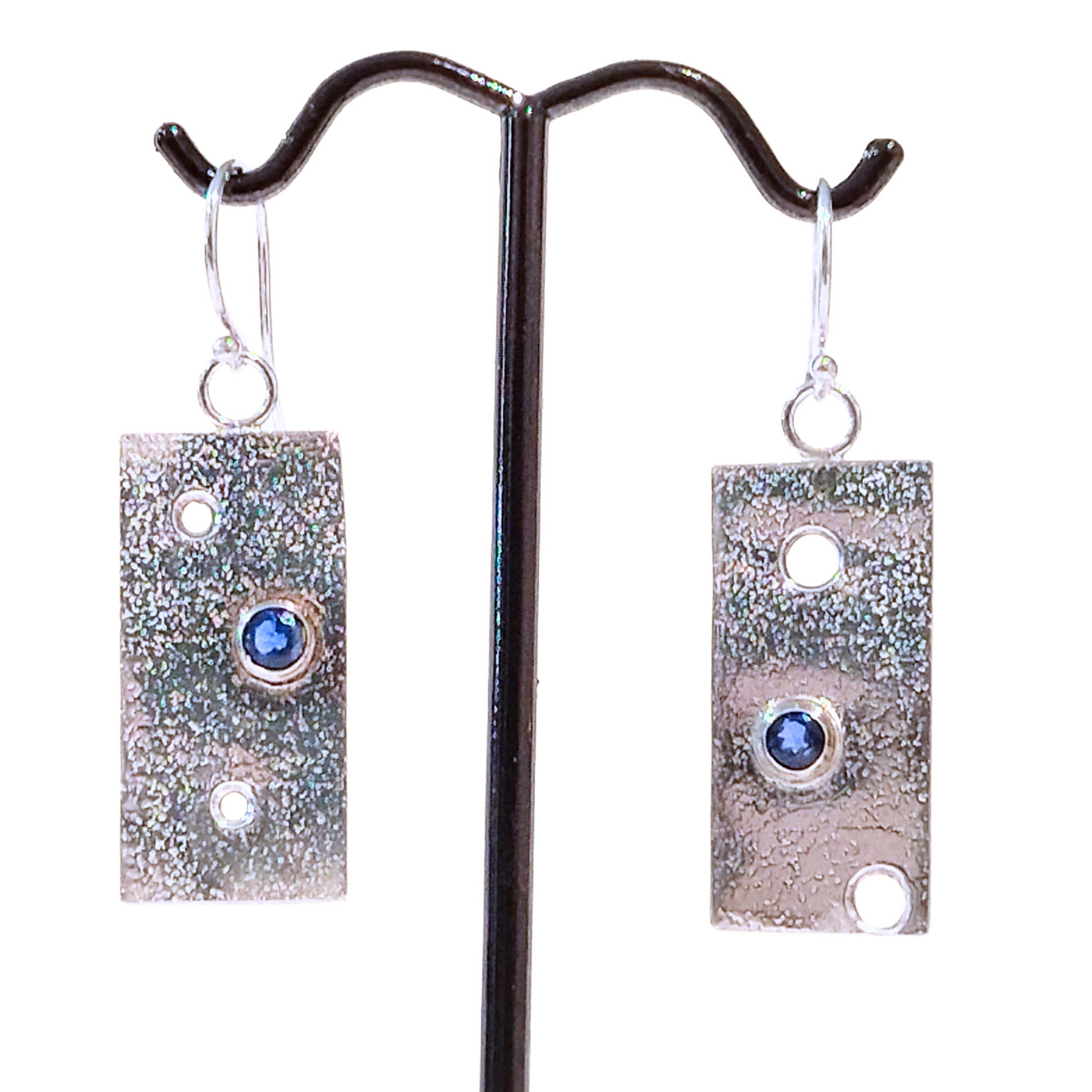 VC-113 Kyanite Bar Earrings Fine Silver