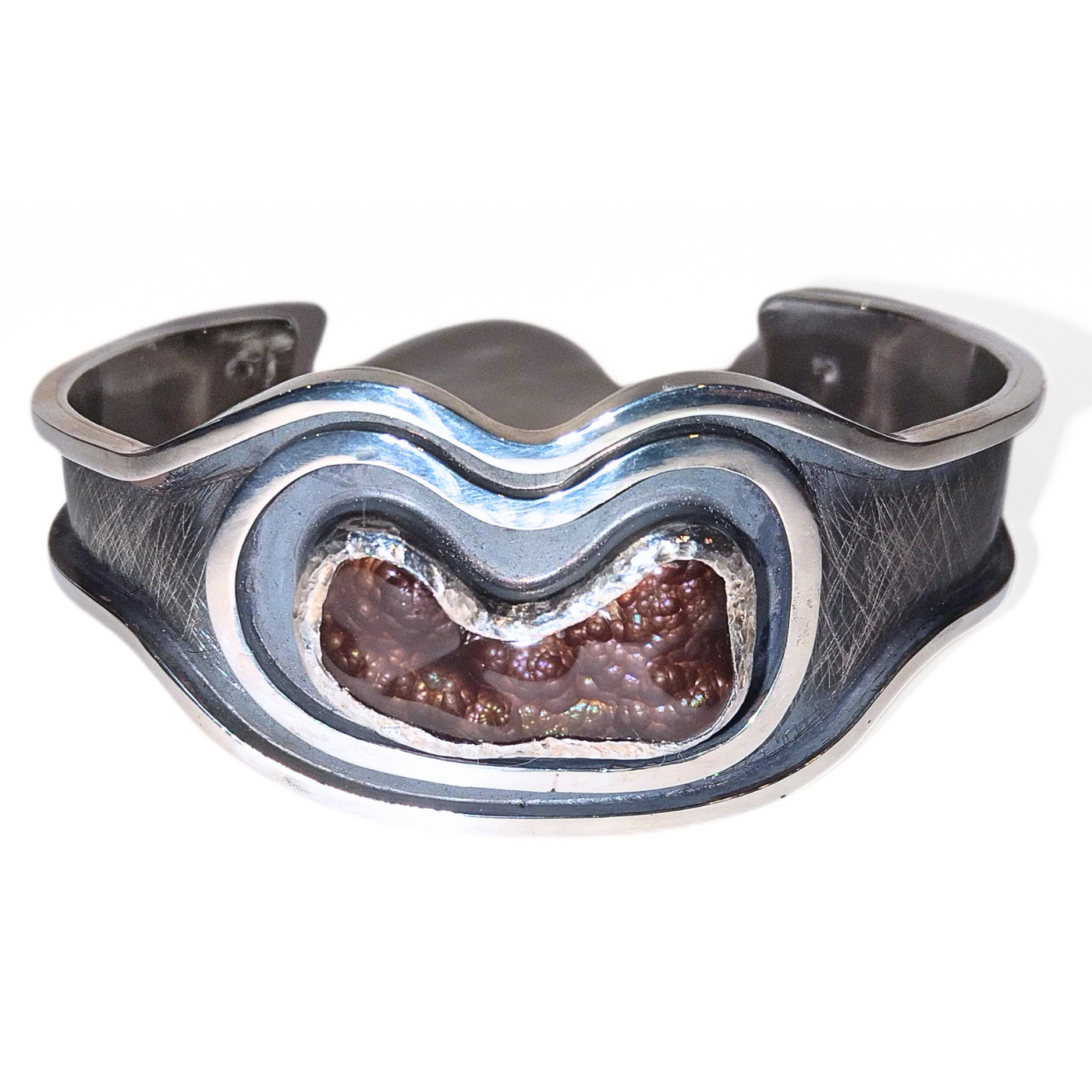 RSD-123 SS Fire Agate Cuff Bracelet LG