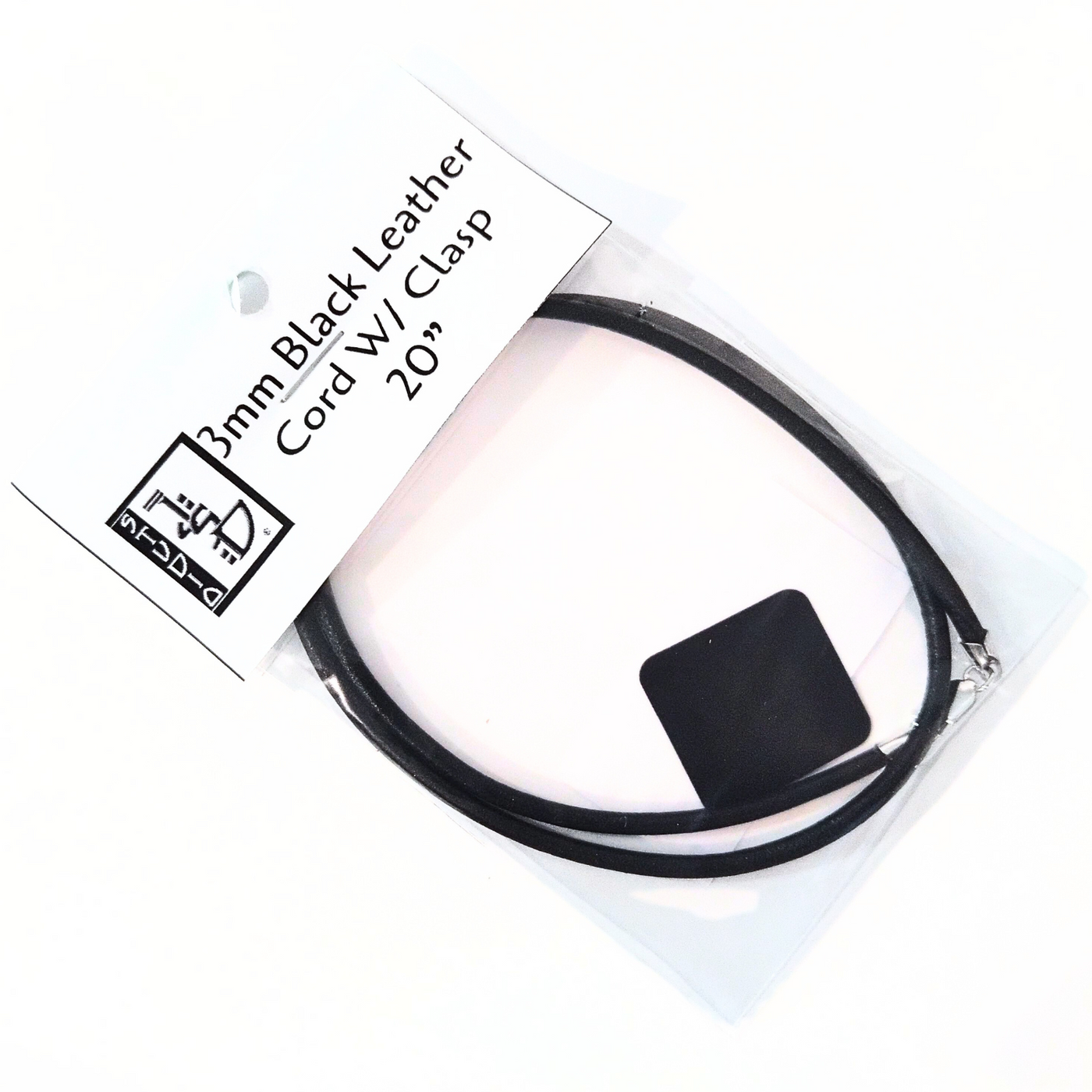 20" Black Leather Cord w/ Clasp 3mm