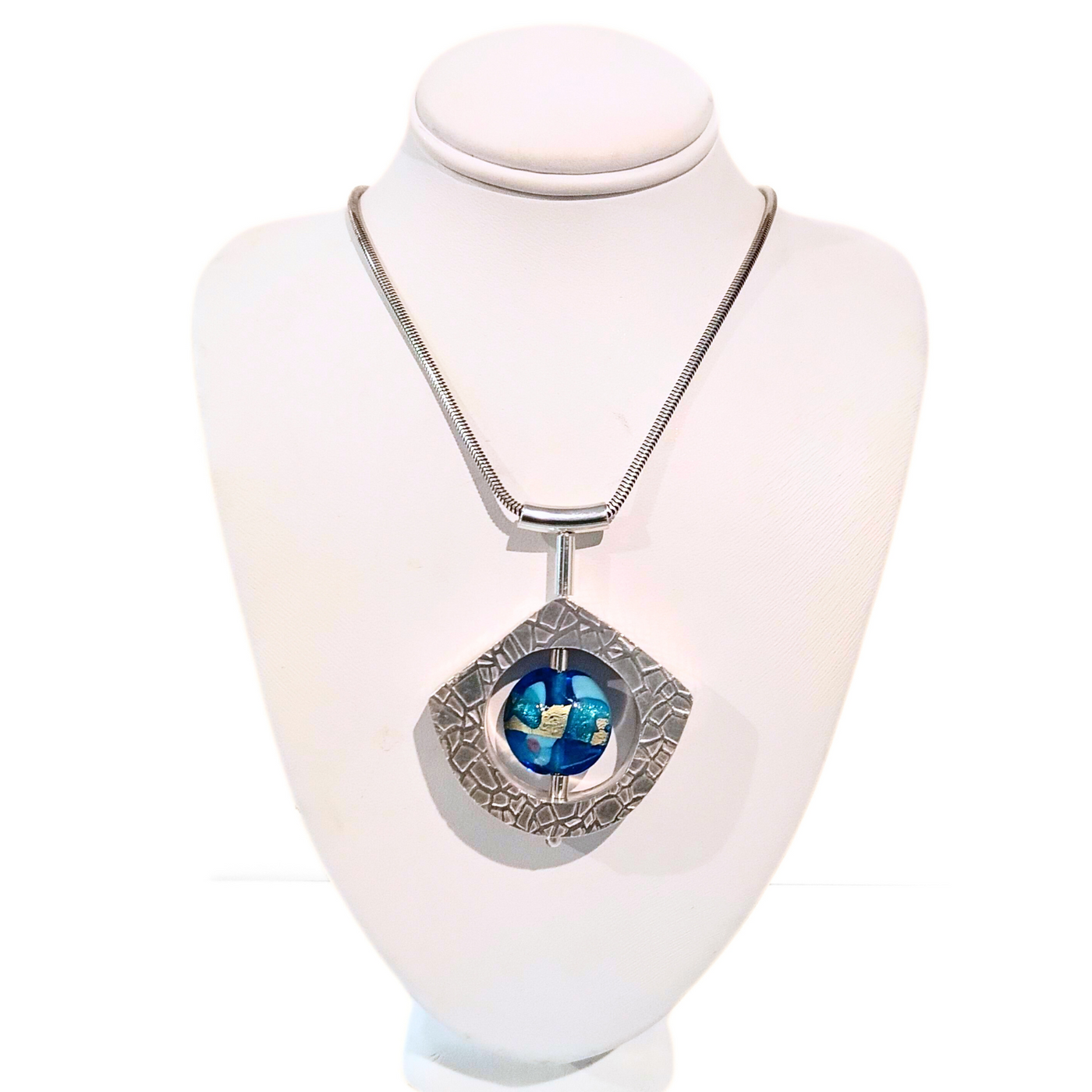 DJT-041 Sterling Hollow Form Pendant w/ Lampwork Bead
