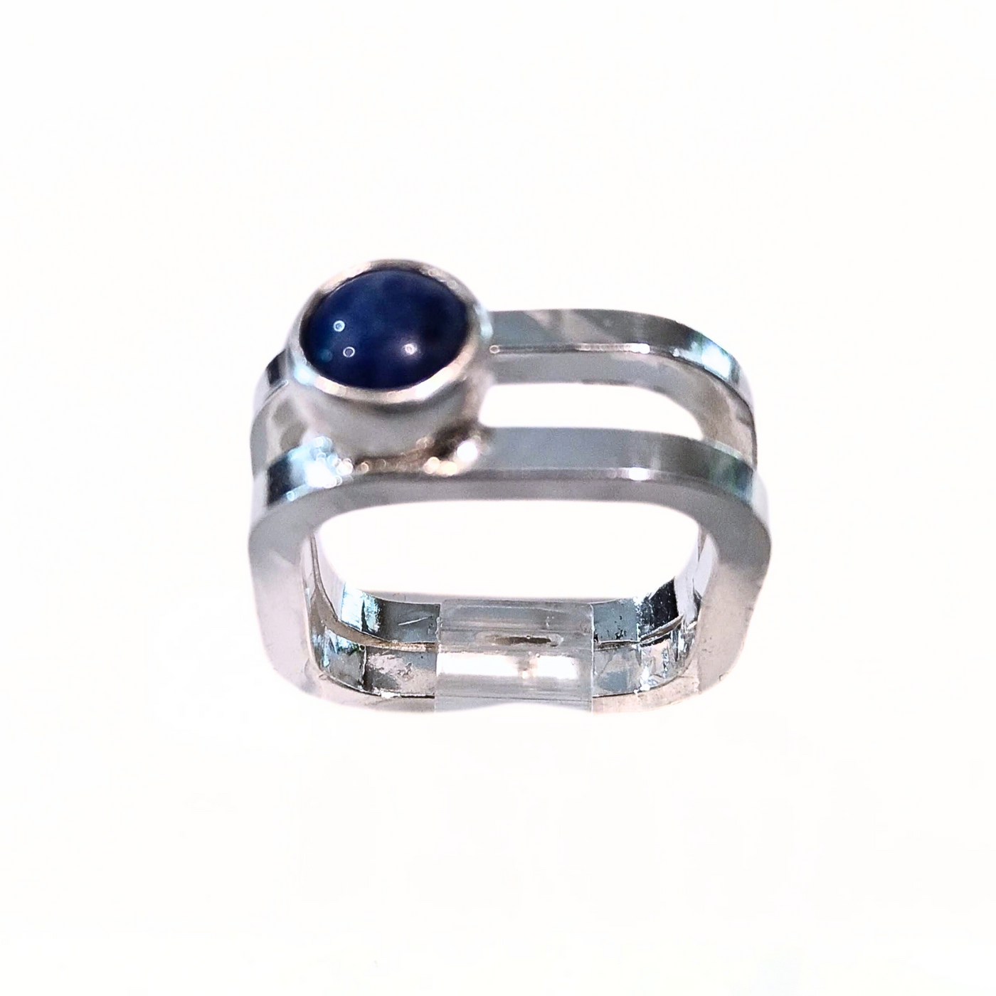 DJT-037 Denim Lapis Ring Double Square Band Size 3