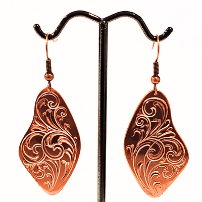TB-014 Copper Engraved Earring -Large