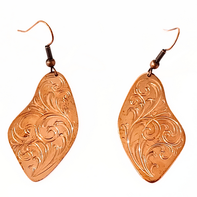 TB-014 Copper Engraved Earring -Large