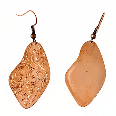 TB-014 Copper Engraved Earring -Large
