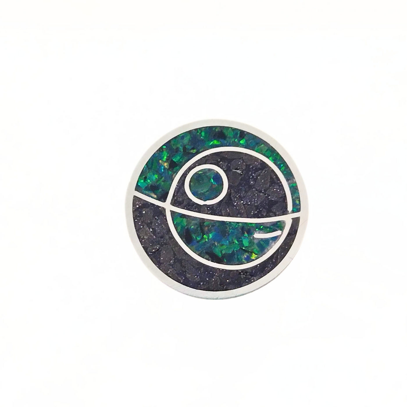 JSD-2047 Inlay Cocktail Ring "Death Star" (8.5)