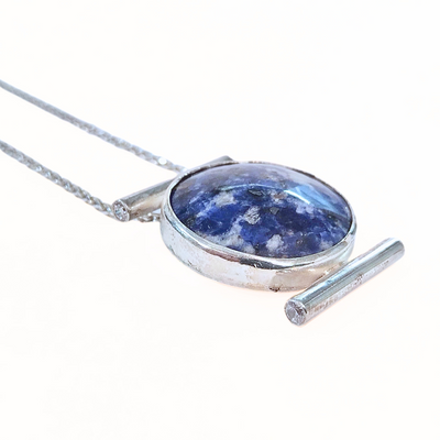 DJT-024 SS Sodalite w/ CZs Necklace