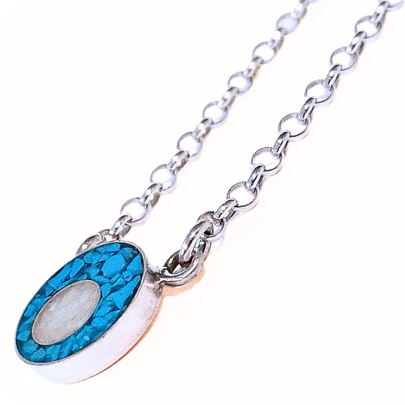 JSD-6095 Inlay Pendant "Echo" Turquoise with Mother of Pearl