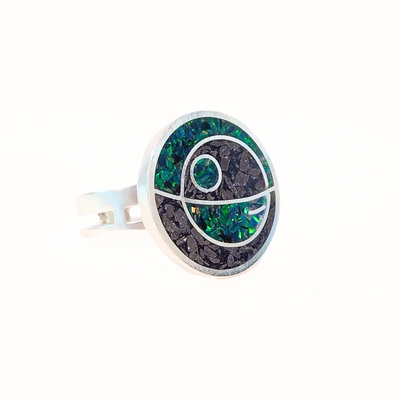 JSD-2047 Inlay Cocktail Ring "Death Star" (8.5)