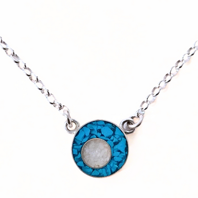 JSD-6095 Inlay Pendant "Echo" Turquoise with Mother of Pearl