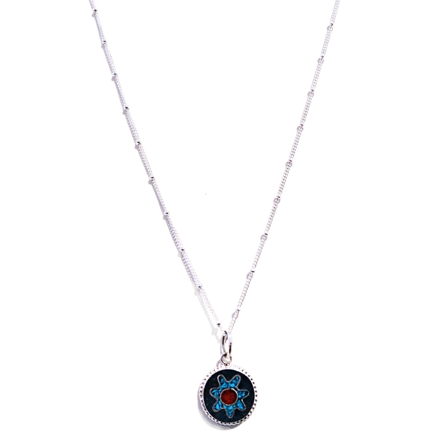 JSD-6098 Inlay Flower Pendant Turquoise