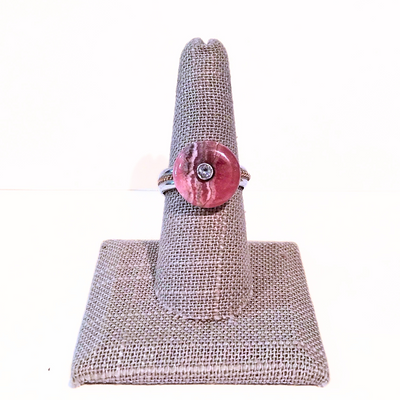 SM-332 Rhodocrosite/ Danburite SS/14K Rose Gold Spinner Ring