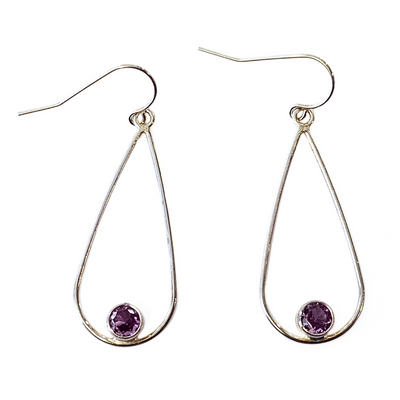 DS-409 Sterling Drop Earring with Alexandrite Gem Stone