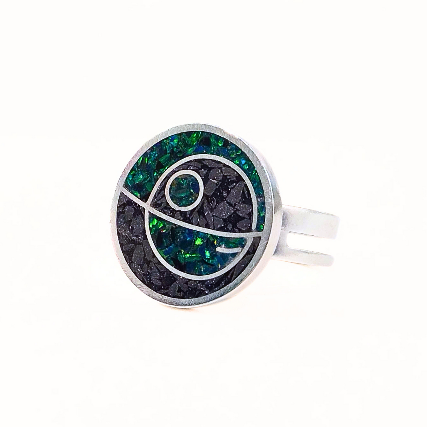 JSD-2047 Inlay Cocktail Ring "Death Star" (8.5)