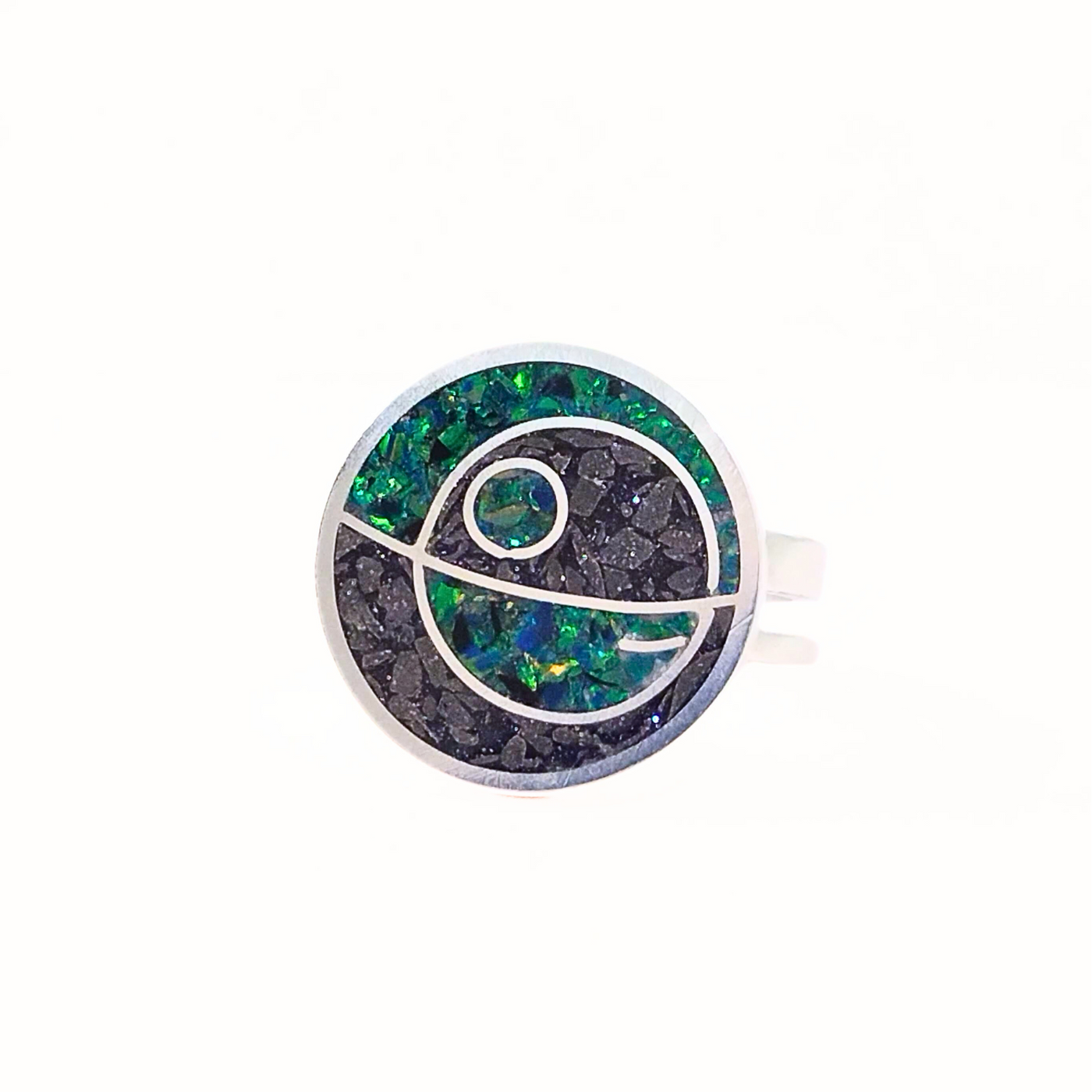 JSD-2047 Inlay Cocktail Ring "Death Star" (8.5)