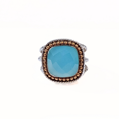 SM-354 Triple Band Blue Chalcedony Ring Sterling/ 14K Gold Filled  8