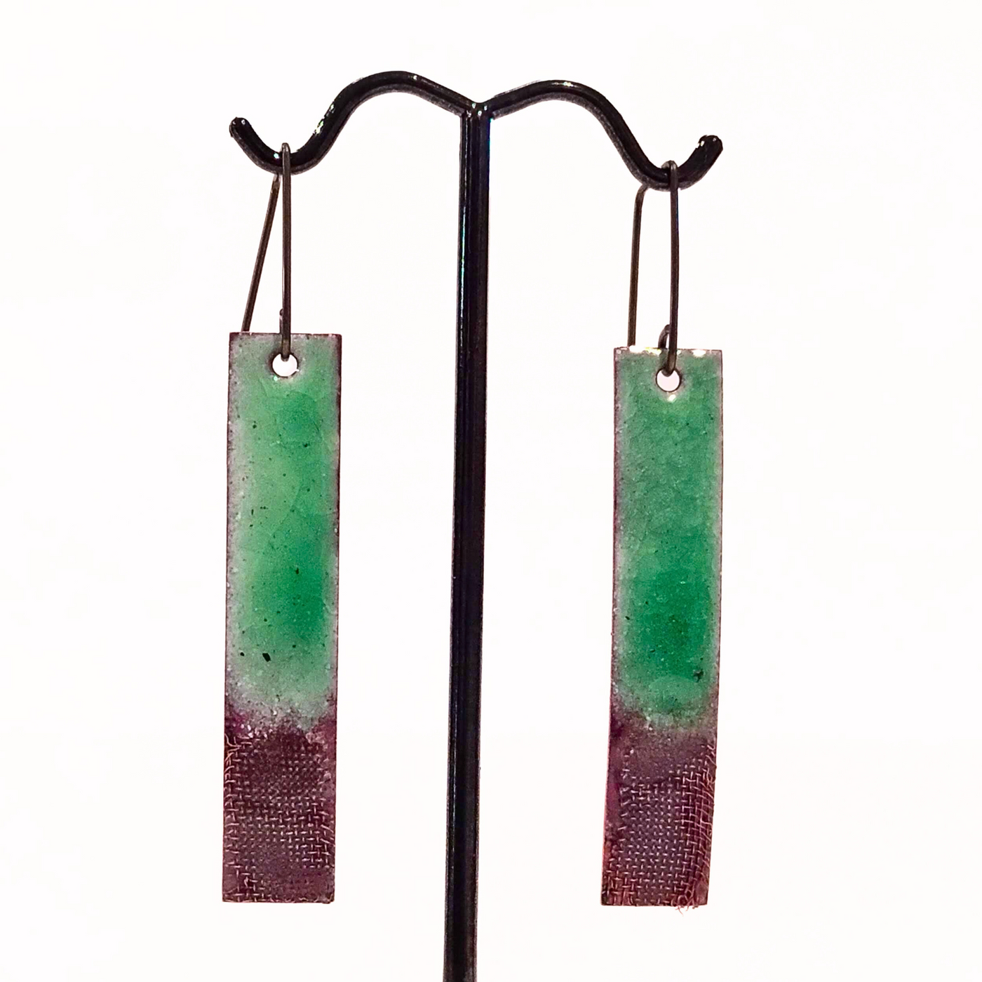 GEB-186 Rectangular Green and Copper Earring
