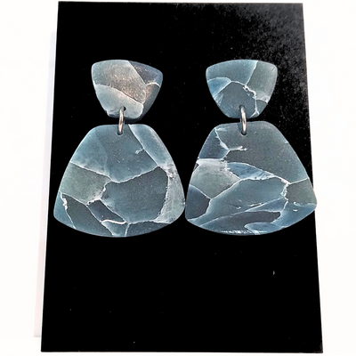 LA-001 Drop Grey Blue Marble Earring