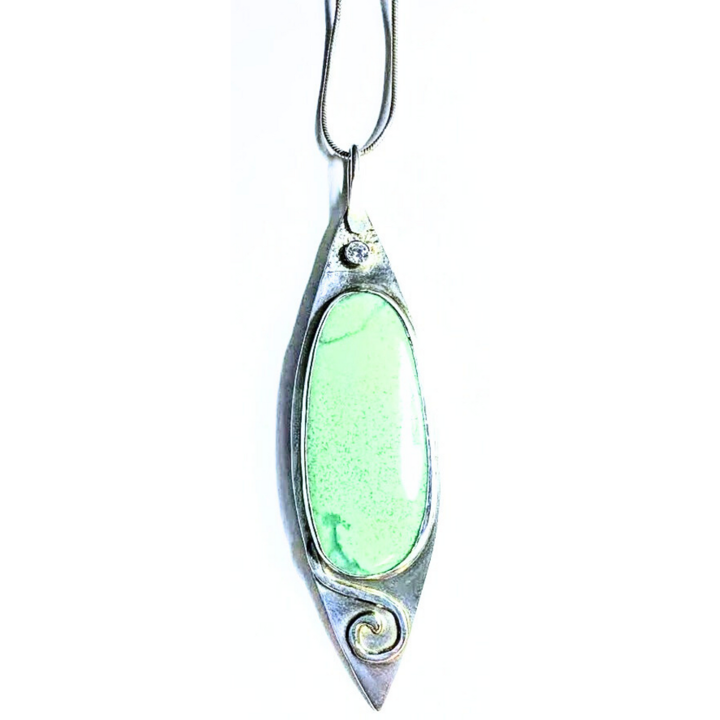 JEM-039 Variscite With White Topaz Pendant