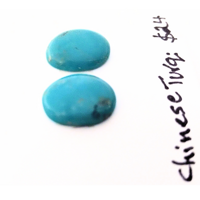 CTQ-1002 Chinese Turquoise Cabochon Pair