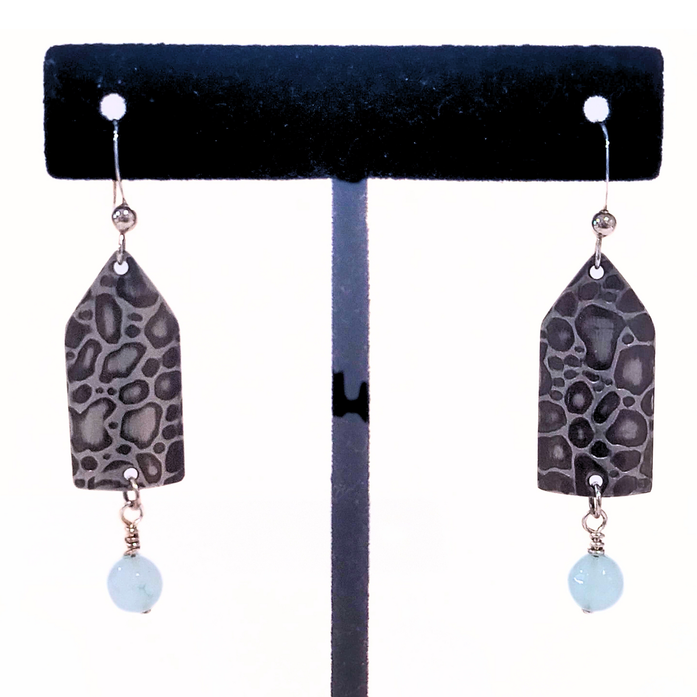 SLG-026 Voroni SS Earring Quartzite Turquoise Beads