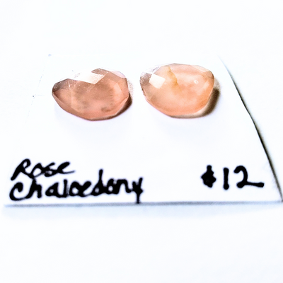ROC-1001 Rose Chalcedony Rose Cut Pair