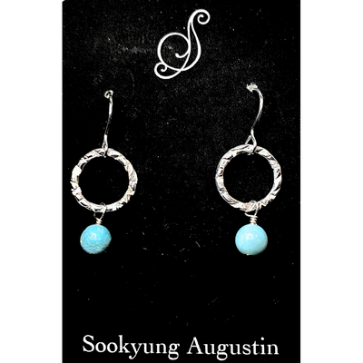 SA-069 Textured Ring w/Amazonite Drop Earrings