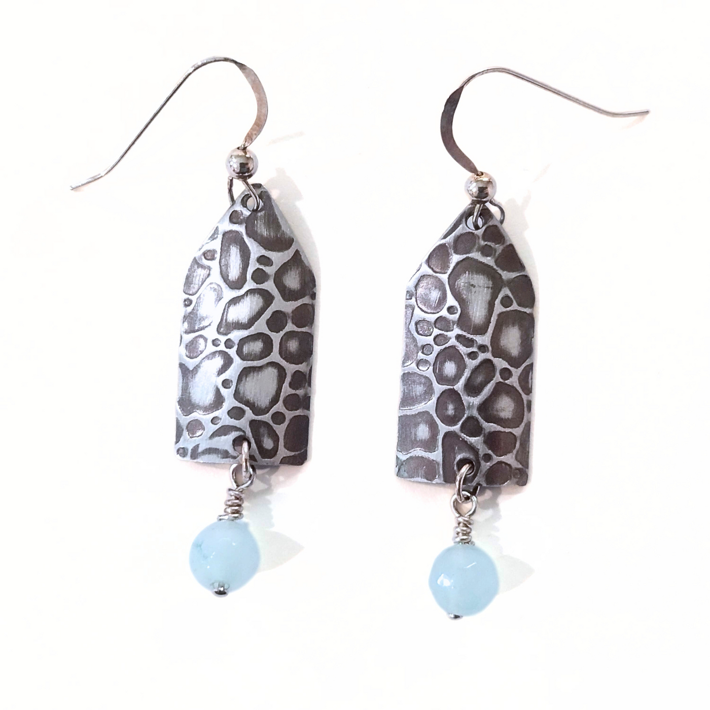 SLG-026 Voroni SS Earring Quartzite Turquoise Beads
