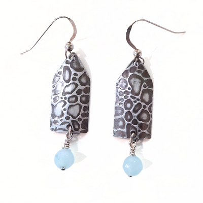 SLG-026 Voroni SS Earring Quartzite Turquoise Beads