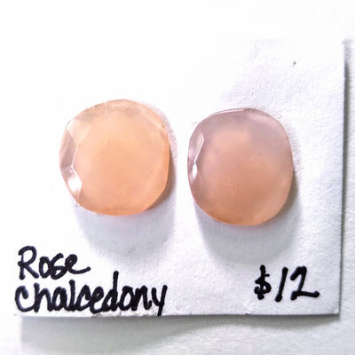 ROC-1000 Rose Chalcedony Rose Cut Pair