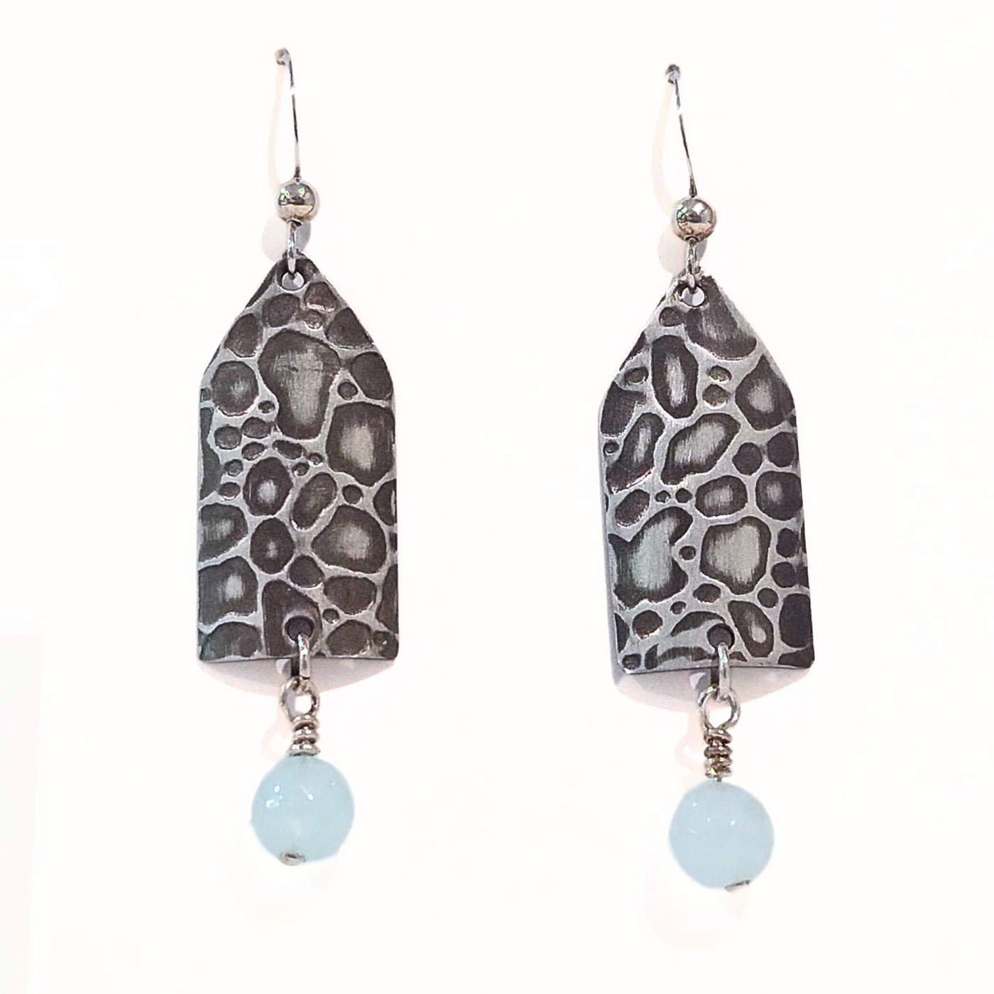 SLG-026 Voroni SS Earring Quartzite Turquoise Beads