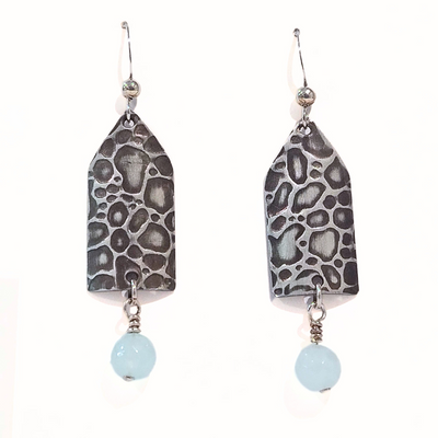 SLG-026 Voroni SS Earring Quartzite Turquoise Beads