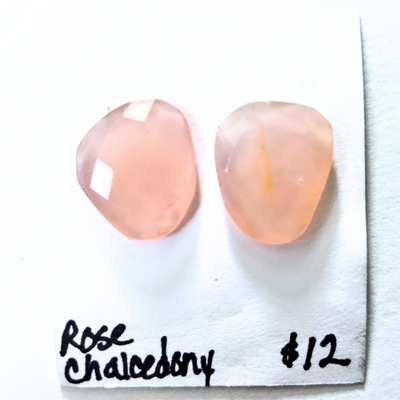 ROC-1001 Rose Chalcedony Rose Cut Pair