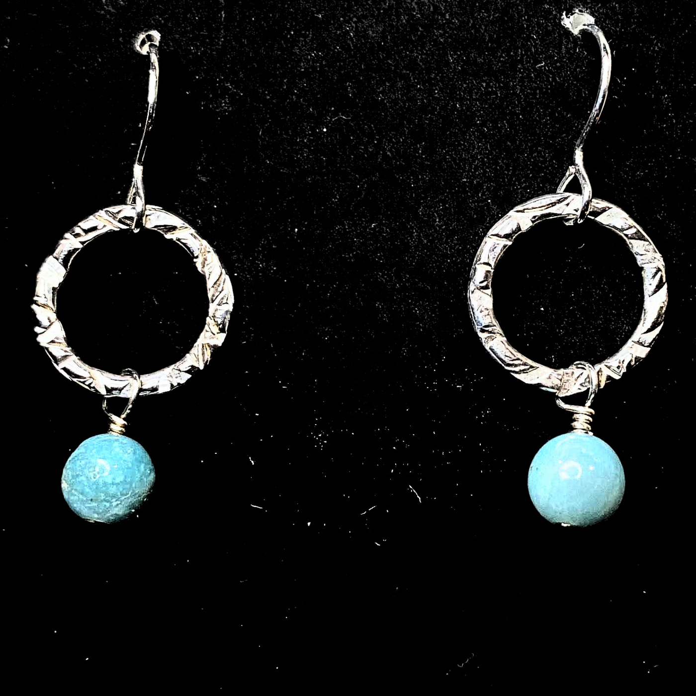 SA-069 Textured Ring w/Amazonite Drop Earrings