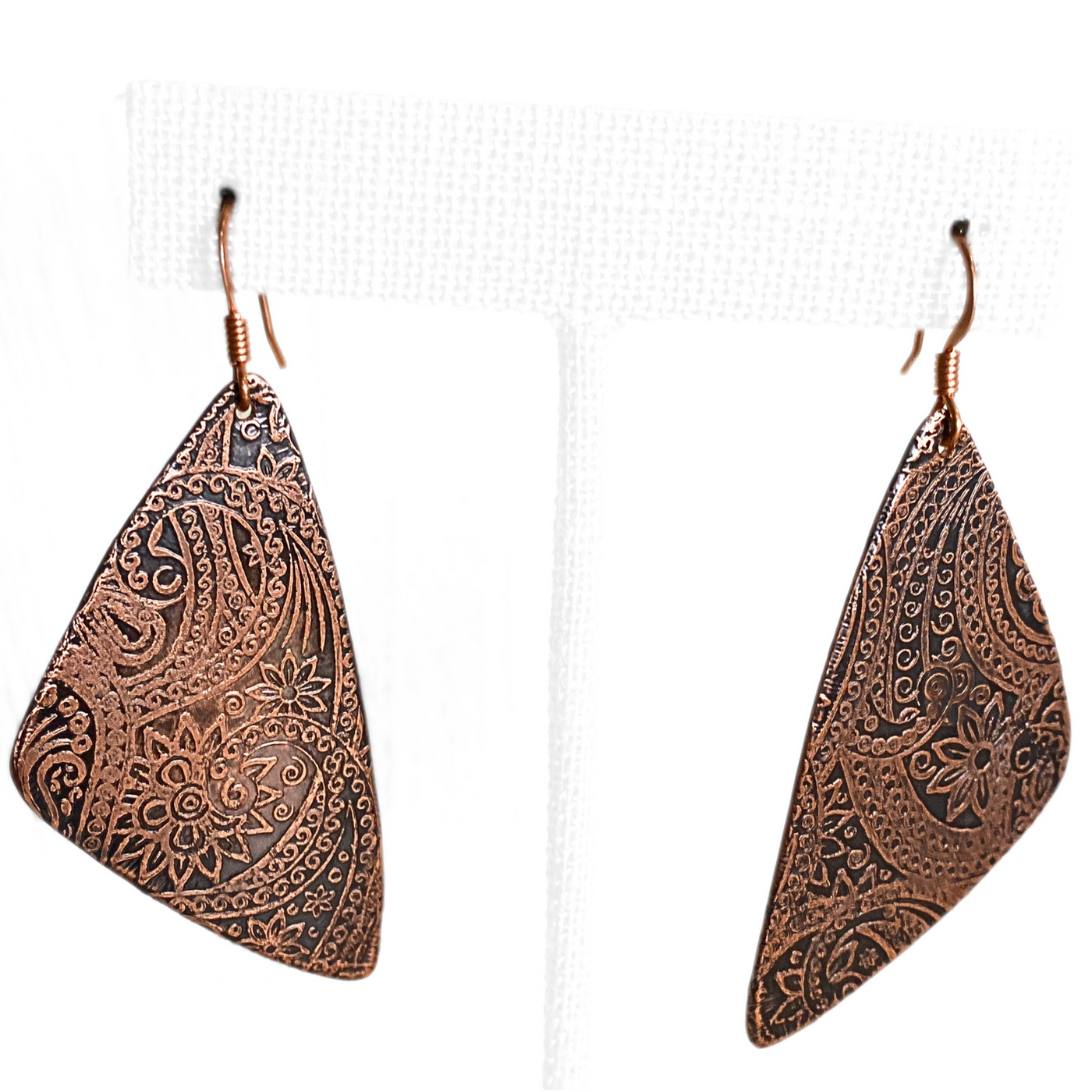 LEE-049 Etched Copper Triangle Earring