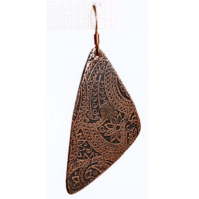 LEE-049 Etched Copper Triangle Earring
