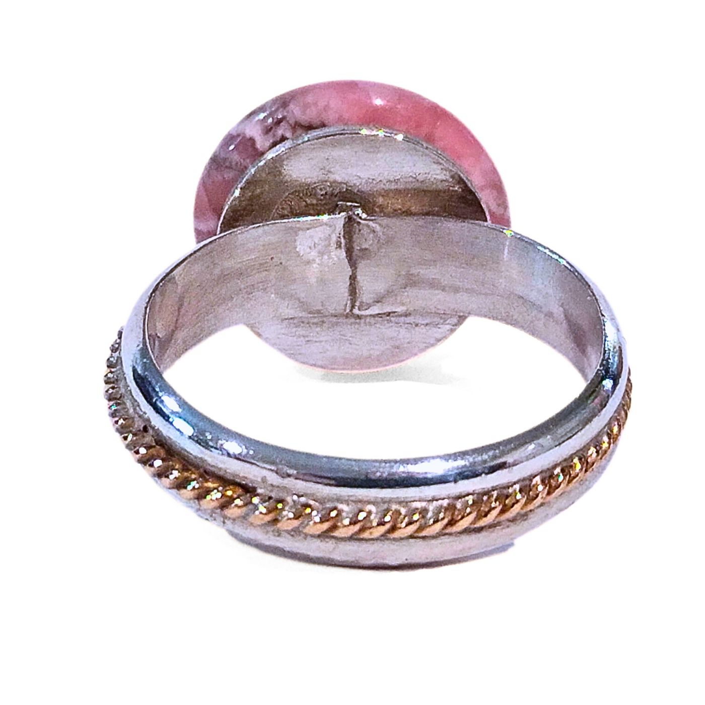 SM-332 Rhodocrosite/ Danburite SS/14K Rose Gold Spinner Ring