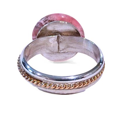 SM-332 Rhodocrosite/ Danburite SS/14K Rose Gold Spinner Ring