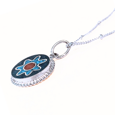 JSD-6098 Inlay Flower Pendant Turquoise