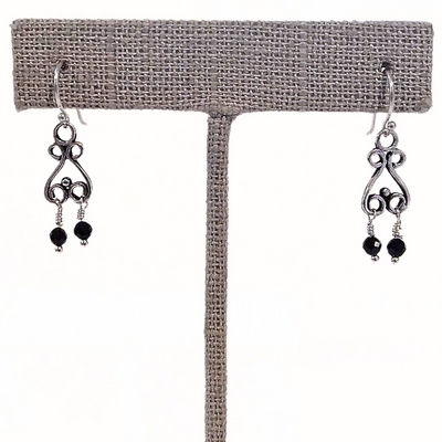 DJT-028 Spinel Seed Bead Earring Sterling