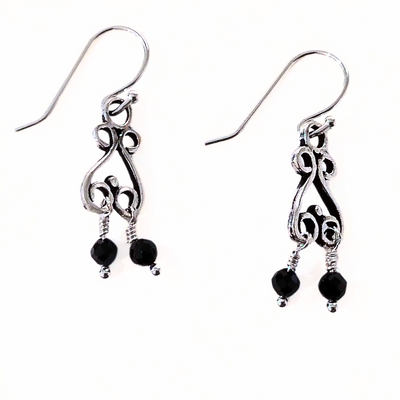 DJT-028 Spinel Seed Bead Earring Sterling