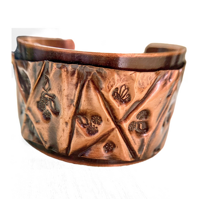 LEE-001 Copper Fold Formed Stamped Cuff Bracelet