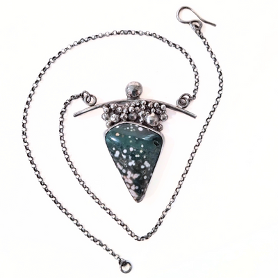 JEM-072 Ocean Jasper w/Bubbles Pendant SS