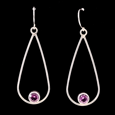 DS-409 Sterling Drop Earring with Alexandrite Gem Stone
