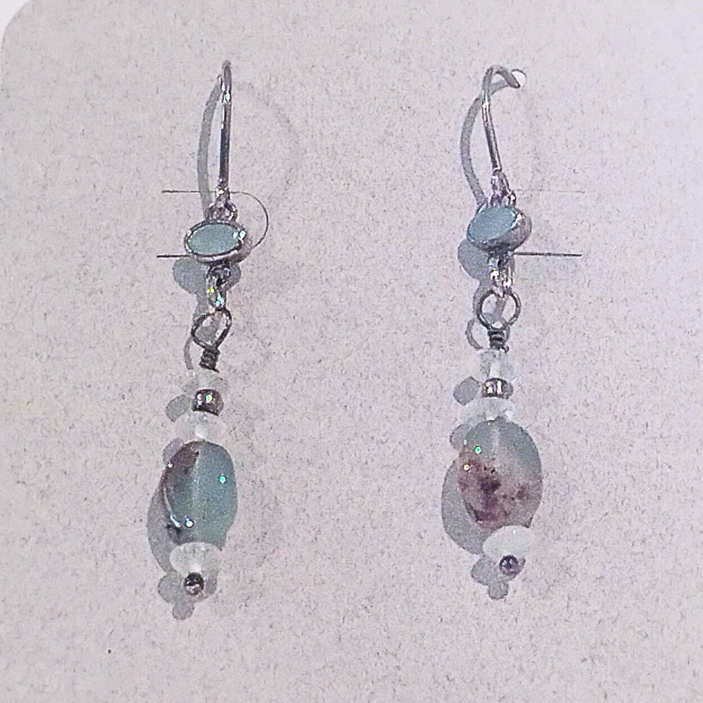 VC-082 Aquaprase, Moonstone, Chalcedony Earring SS