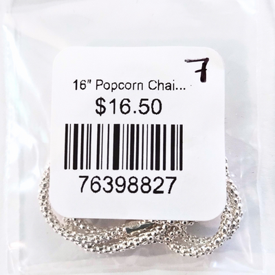 16" Popcorn Chain (Sterling Silver)