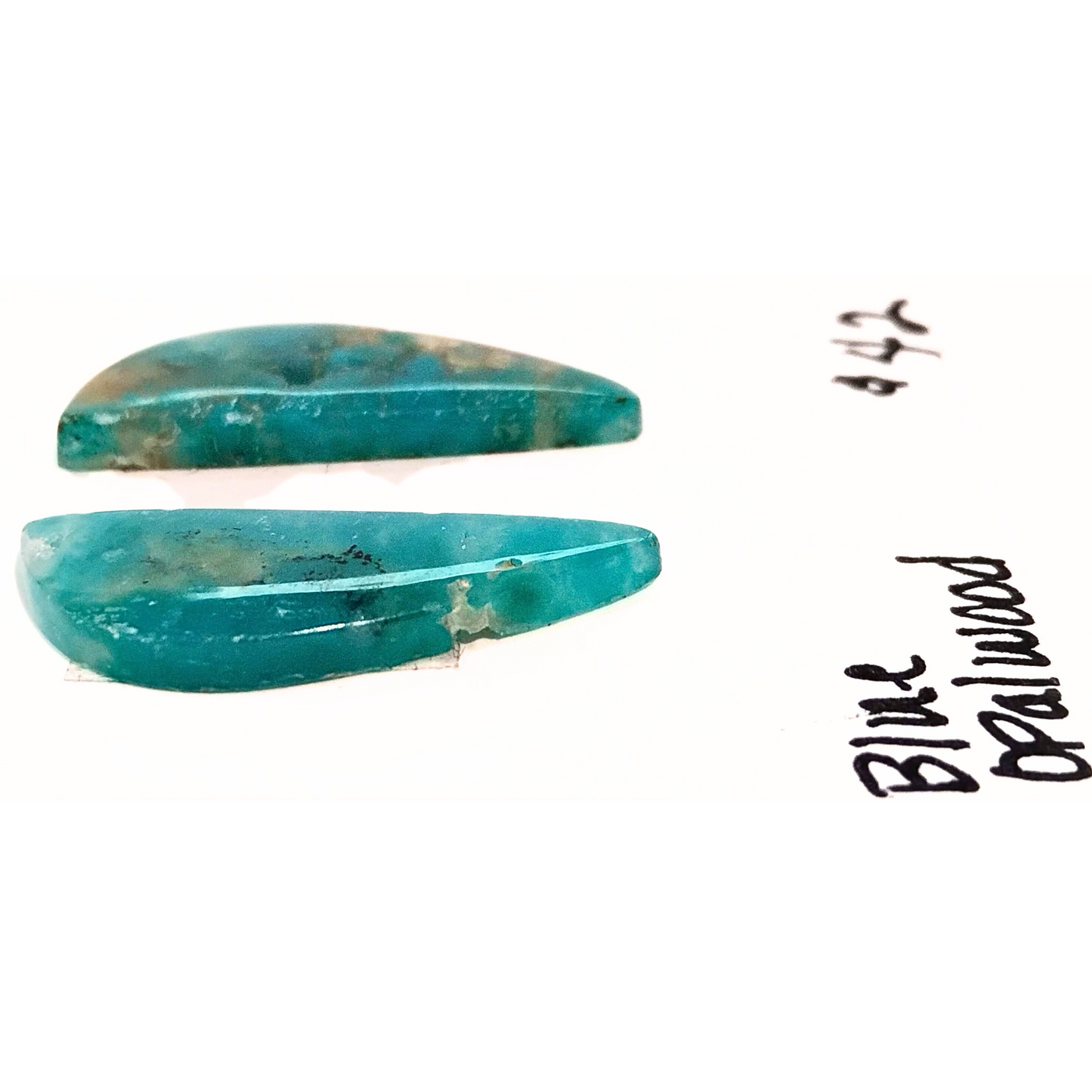 BOW-1002 Blue Opal Wood Cabochon Pair